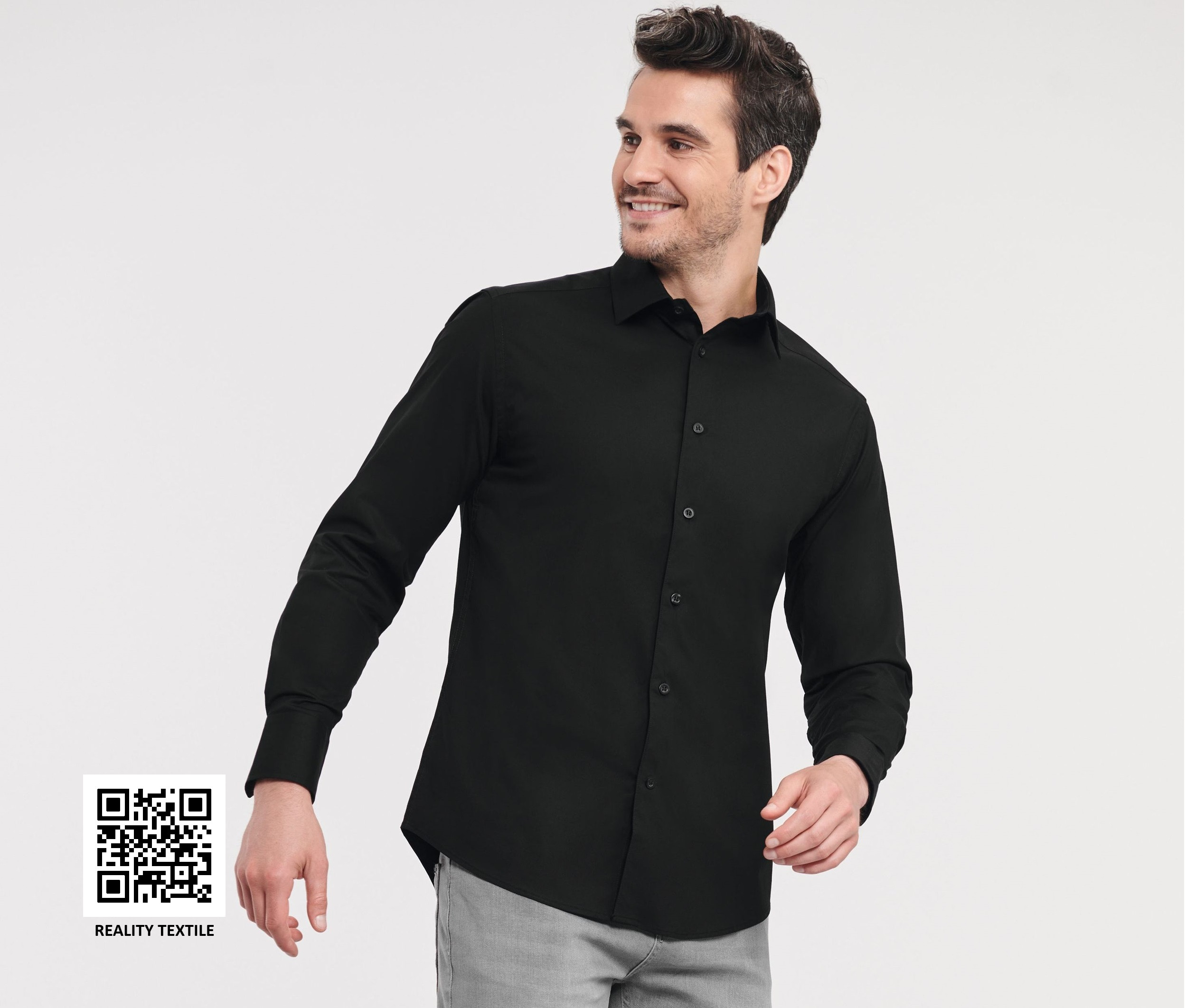 MEN'S LONG SLEEVE FITTED STRETCH SHIRT